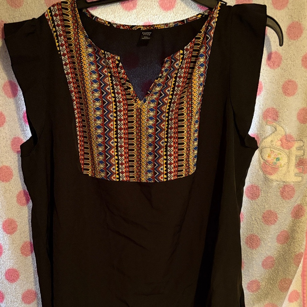 Elegant Black Top with Vibrant Pattern